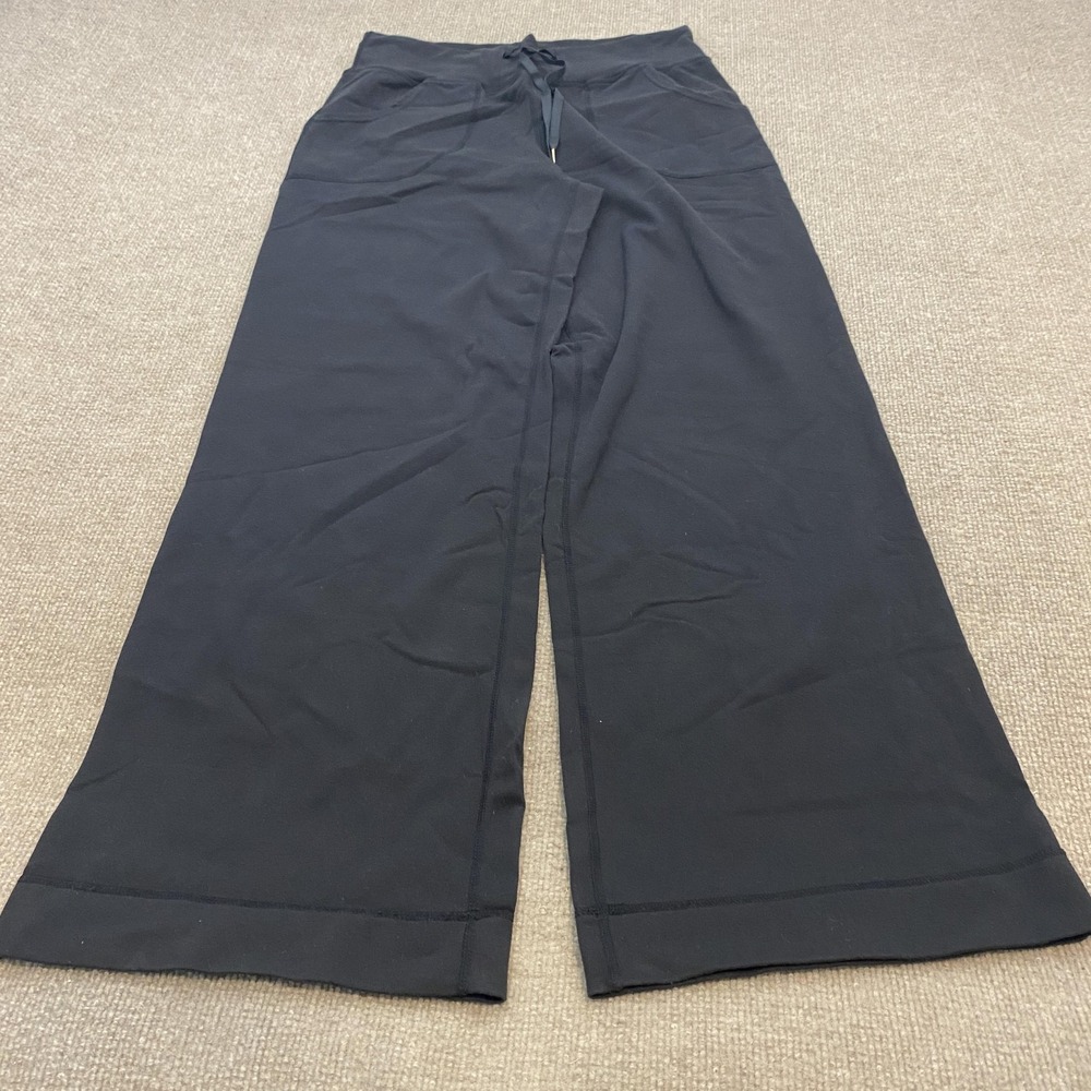 Lululemon Sweatpants Black Wide Leg Elastic Waist Pockets Stretch Yoga Womens 6